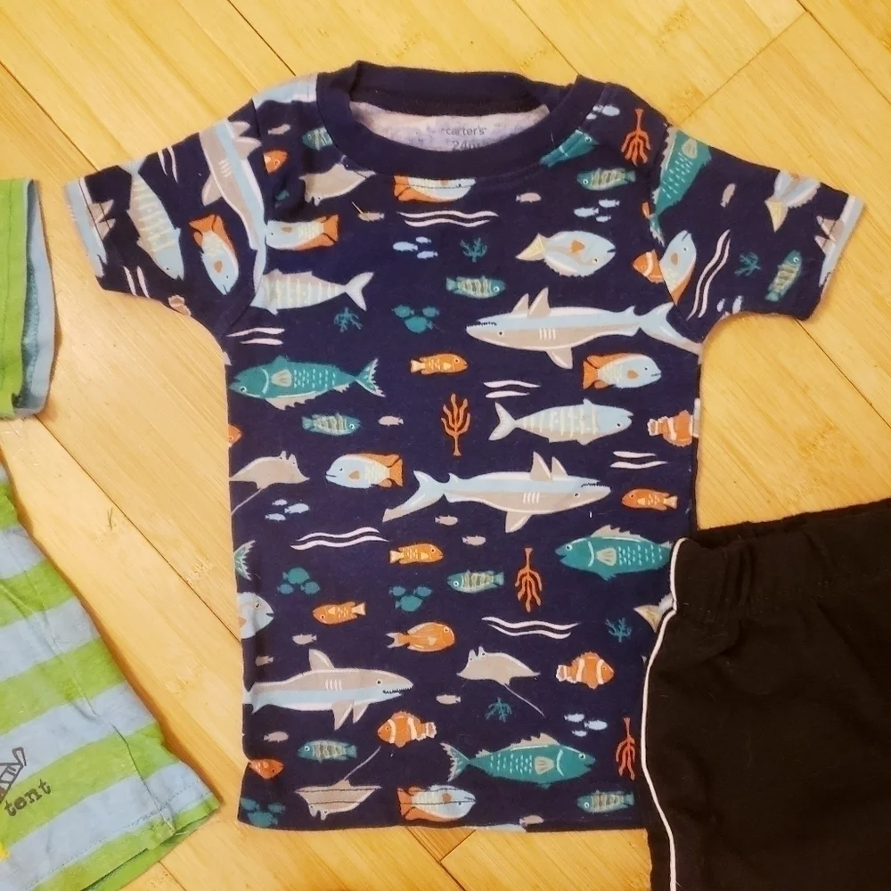 6 Piece Lot Boys 24M Months Spring Summer Clothing T-Shirts Shorts Casual EUC